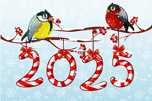 Cartoon bird tit and bullfinch on, a Graphic by BabySofja