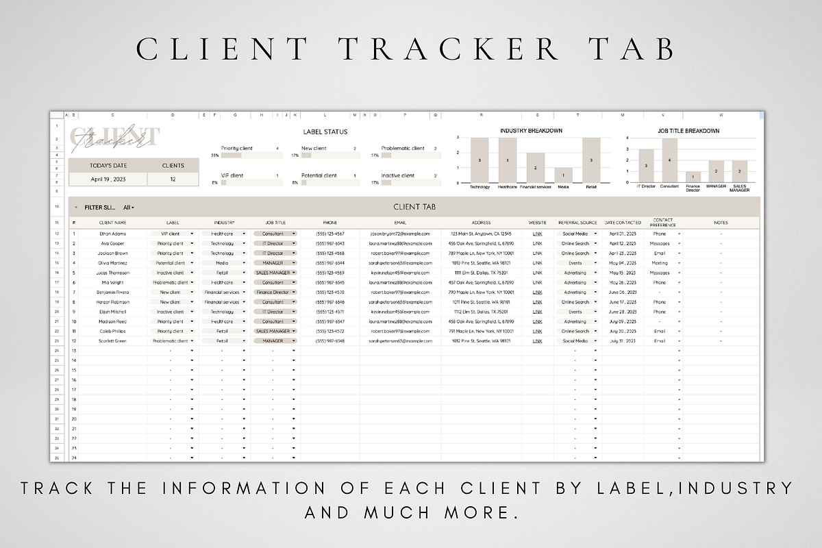 Client Tracker Google Sheets, a Templates & Theme by BRANDcontent (Photo 2 of 8)
