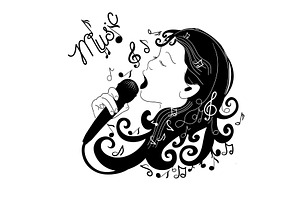 happy cute little kid girl sing a, a Person Illustration by Nenahliadava Design