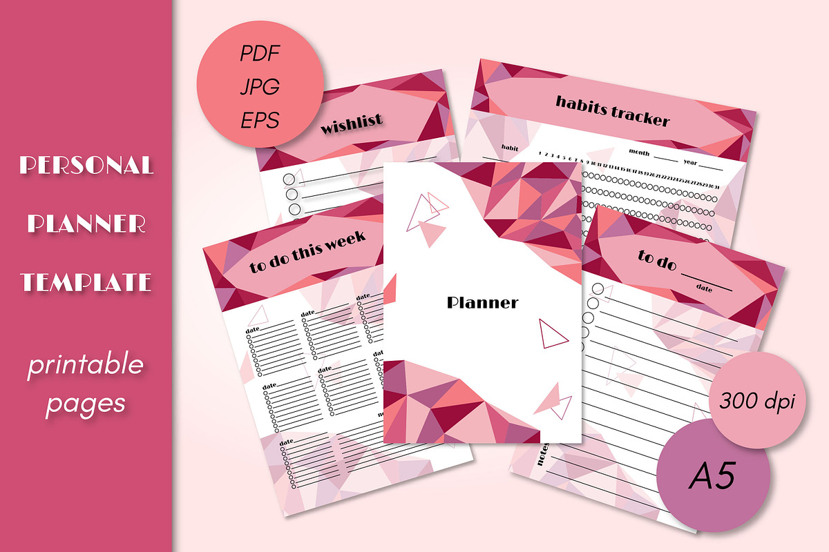 Planner Printable Template A5 Vector, a Stationery Template by AnnaViolet_store (Photo 1 of 7)