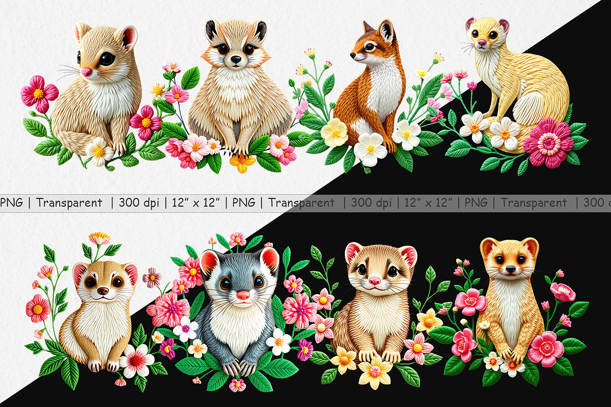 Weasel Embroidery Clipart, a Graphic by Artnoy (Photo 2 of 5)