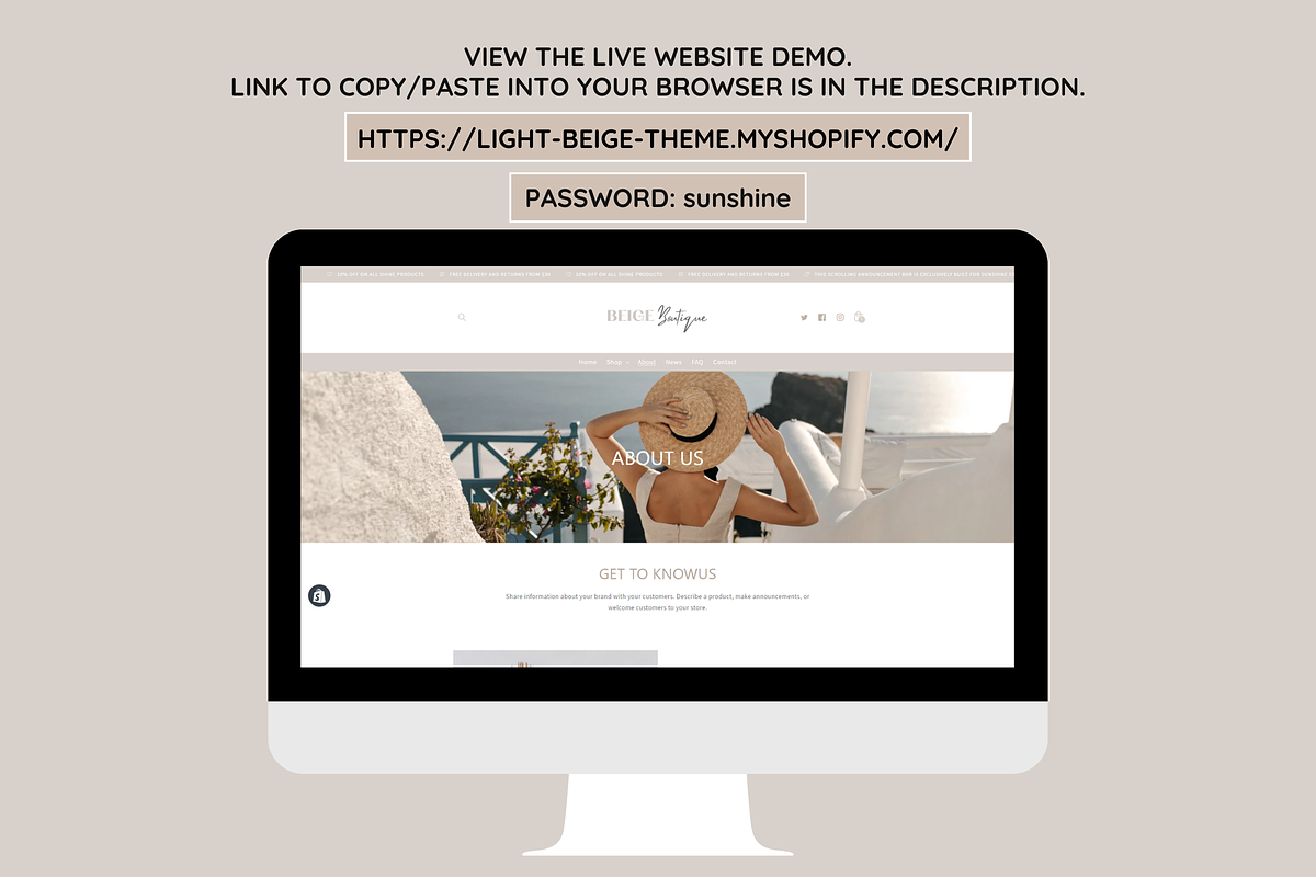 Light Beige Shopify Theme, a Shopify Template by SunshineStudioBoutique (Photo 4 of 9)