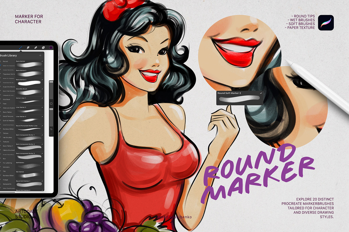 Round Marker for Character, a Brush Add-On by Spasibenko Art (Photo 2 of 5)