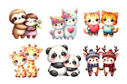 Kawaii Animal Couples Clipart Bundle, an Illustration by Daily.Designs (Thumbnail 4 of 4)