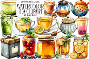 Watercolor Tea Clipart, an Illustration by Daily.Designs (Thumbnail 1 of 5)