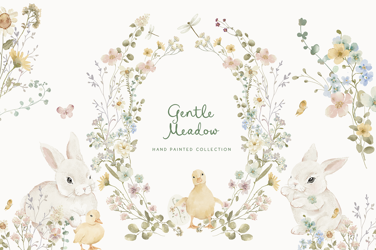 Easter Spring wildflower meadow set, a Decorative Illustration by Grace Noboa Illustrations (Photo 1 of 14)