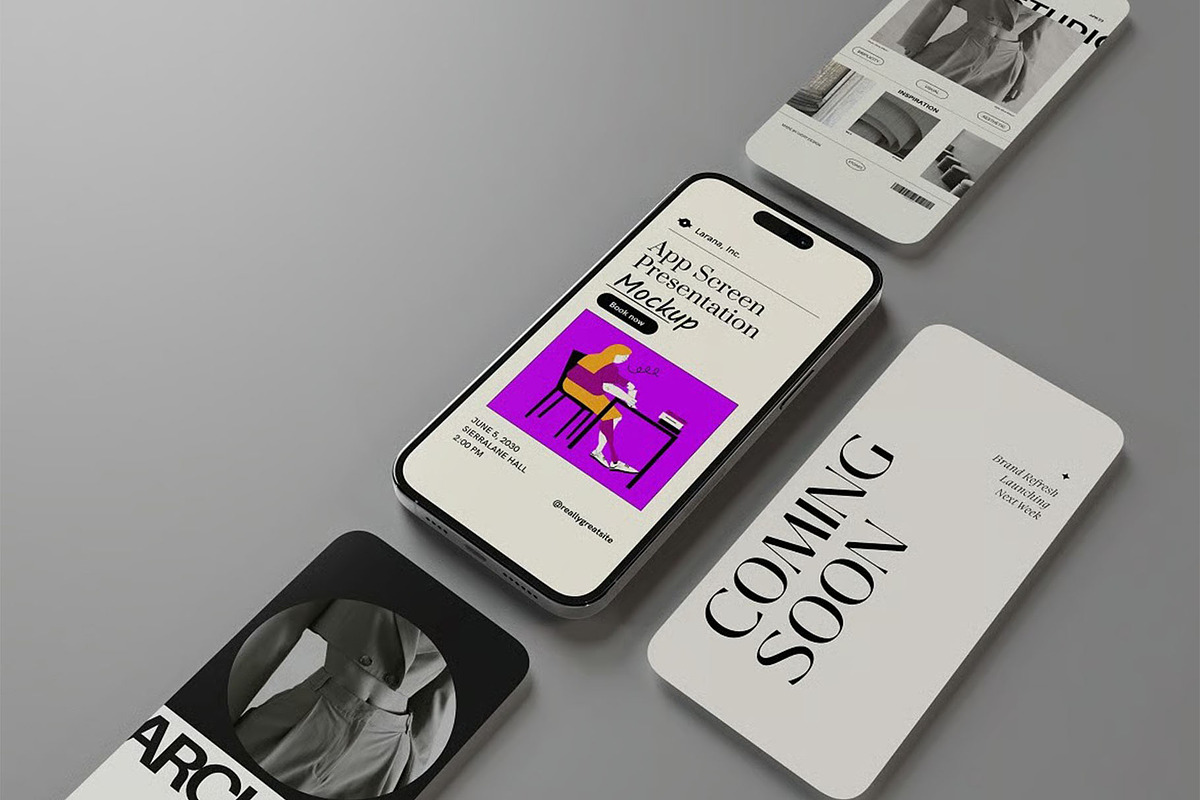 Phone Screen Presentation Mockup, a Device Mockup by zippypixelstudio (Photo 6 of 7)