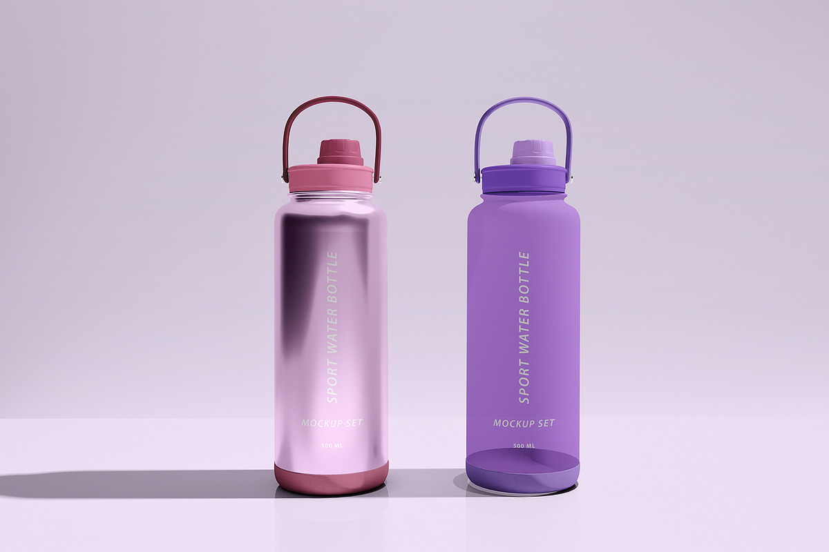 Sport Water Bottle Mockup Set, a Cups & Container Mockup by Mirachma Project (Photo 7 of 8)