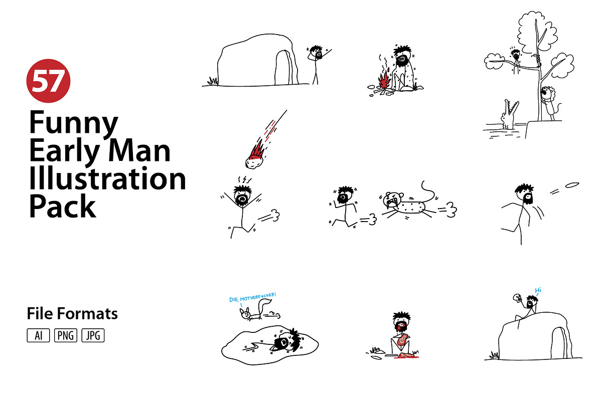 Early Man Illustration Pack, a Person Illustration by aniphics (Photo 1 of 2)