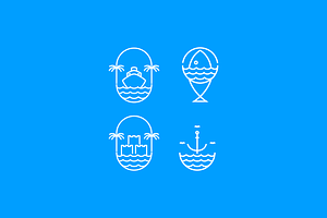 ocean beach icon set logo design, an Outline Icon by devastd