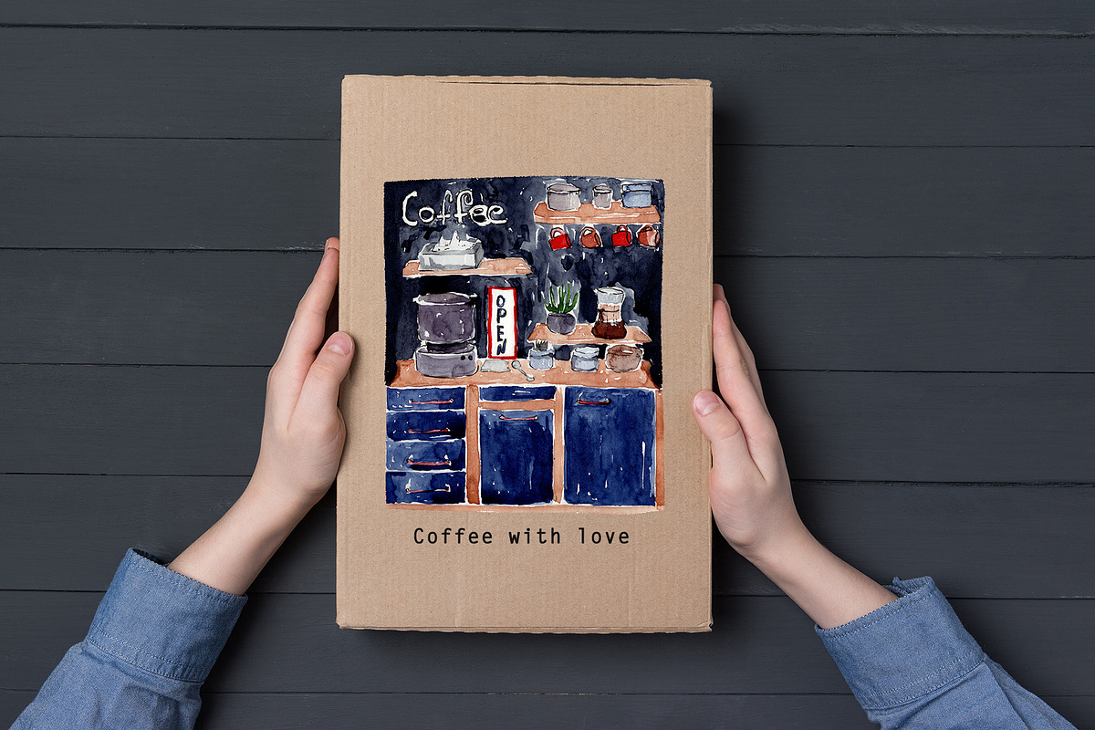 COFFEE BAR watercolor, a Food Illustration by Julia Bogdan (Photo 4 of 4)