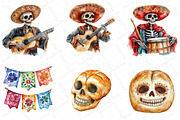 Watercolor Mexican Halloween Clipart, an Illustration by DreamPrint404 (Thumbnail 5 of 6)