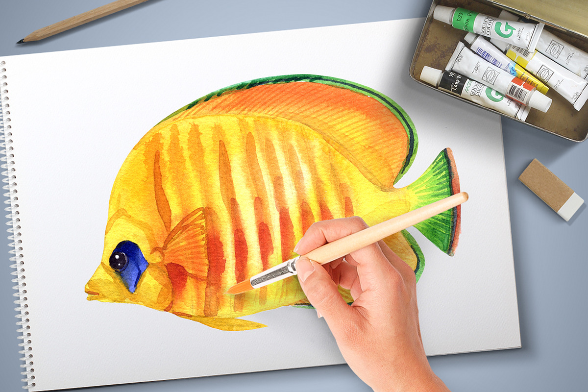 Watercolor tropical fish, an Animal Illustration by KatBranchArt (Photo 6 of 6)