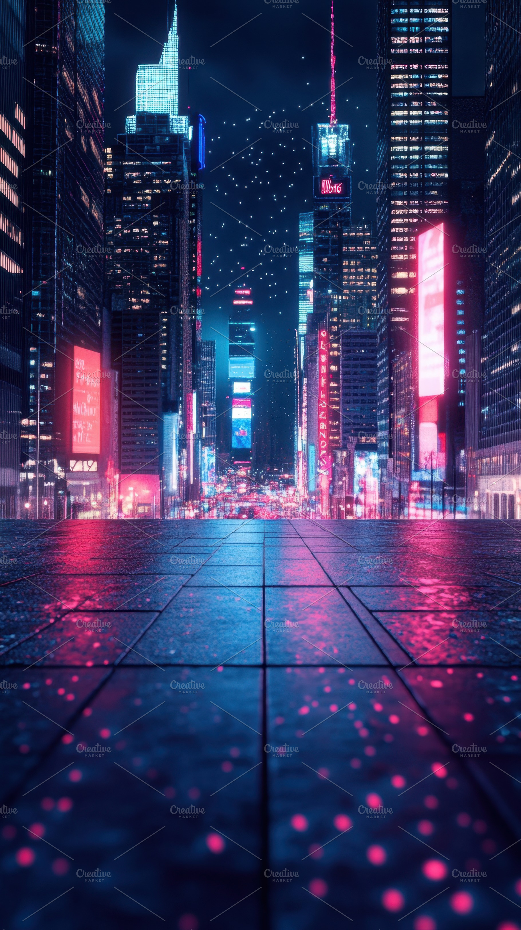 City lights glow on streets, a Photo by Beautiful things