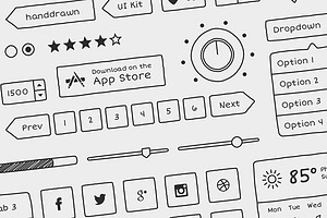 Hand Drawn Vector UI Kit, an UI Kit Template by Medialoot