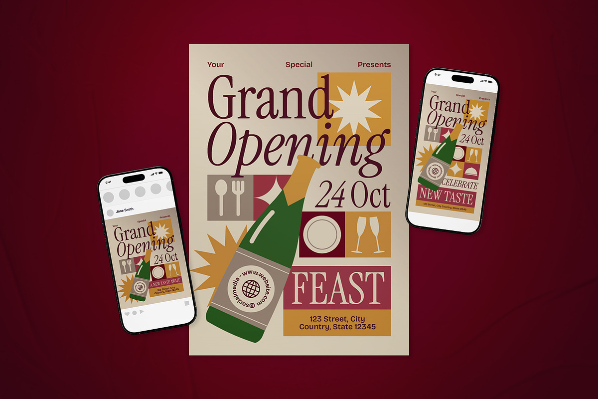 Restaurant Grand Opening Flyer Set, a Flyer Template by The Good Store (Photo 1 of 2)