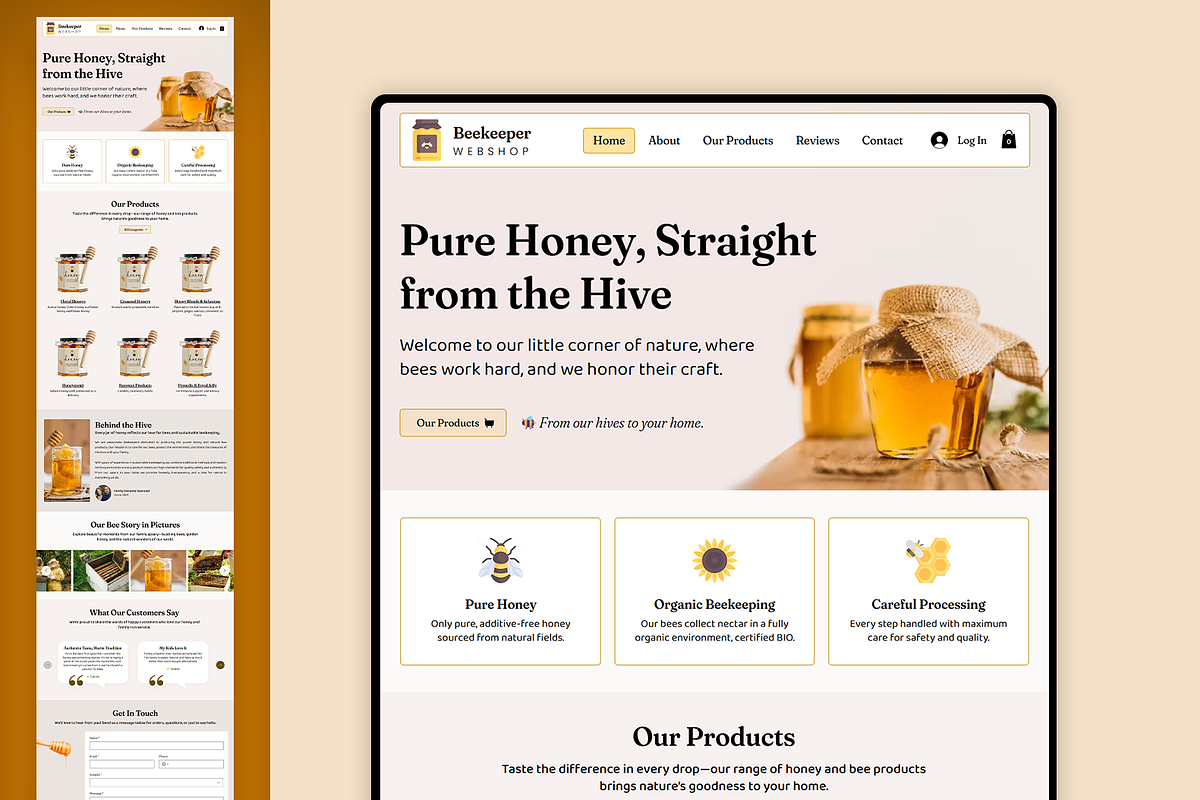 Beekeeper & Honey Webshop Template, a Wix Template by Kitteeh (Photo 2 of 20)