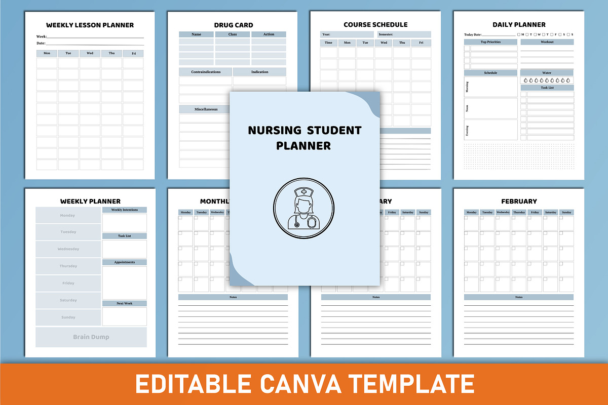 Nursing Student Planner Canva, a Stationery Template by Mustafiz (Photo 4 of 4)