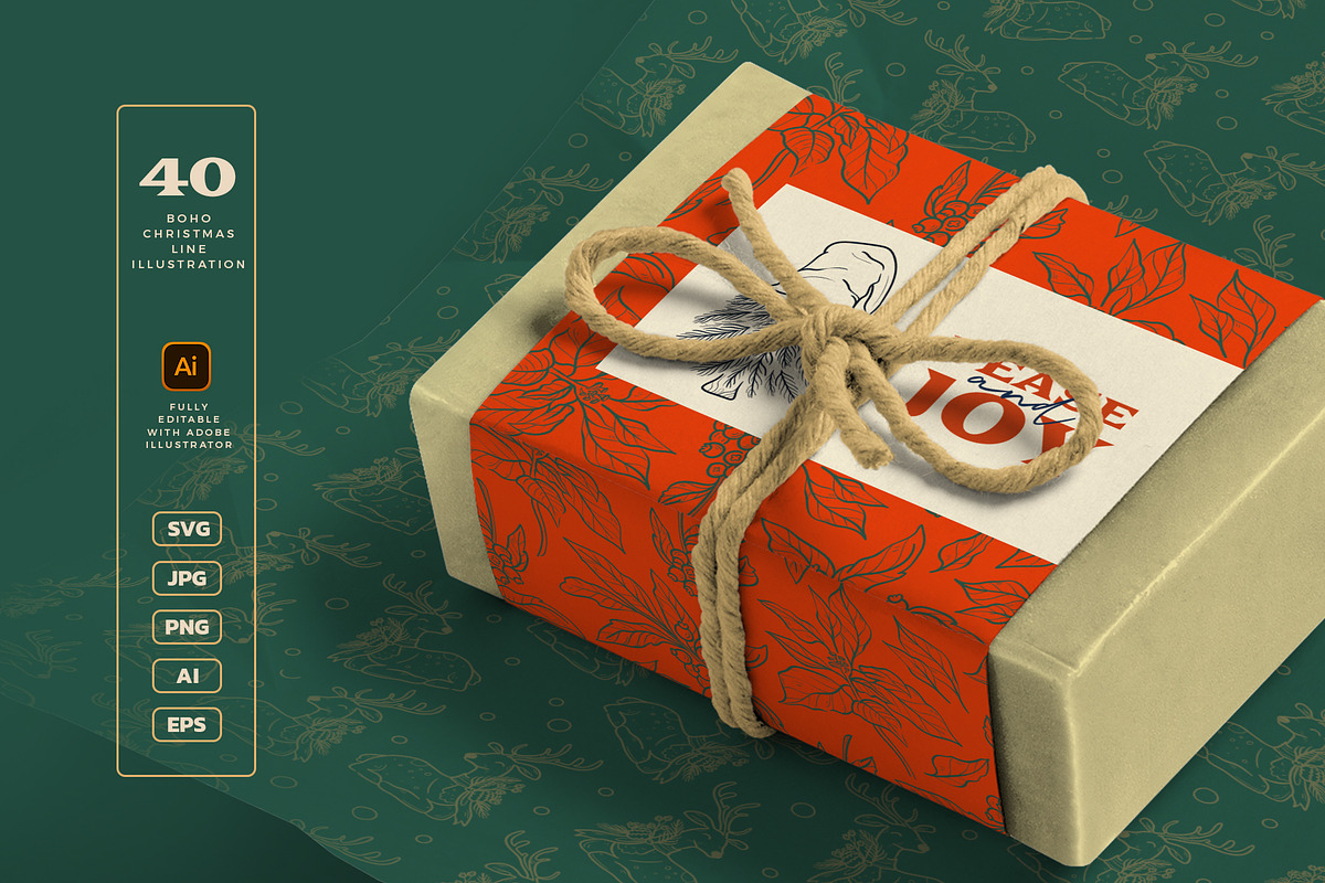 Boho Christmas, a Decorative Illustration by KetteCreate (Photo 4 of 13)