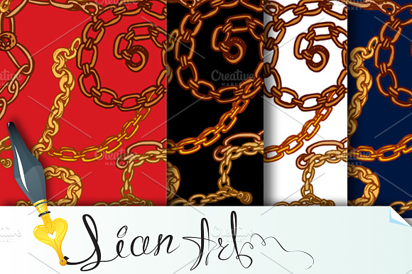 Seamless patterns - Gold chains preview 2
