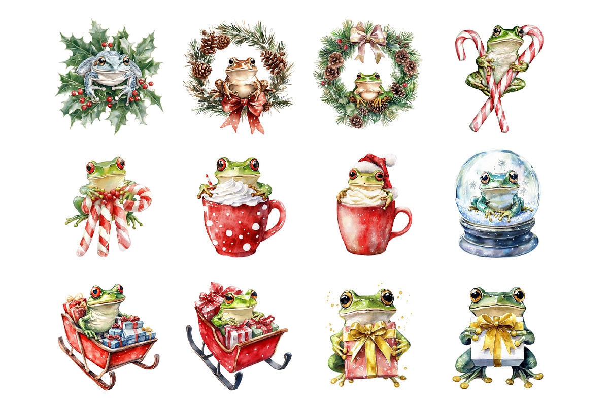 Christmas Frog Clipart, an Illustration by Design Market (Photo 3 of 3)