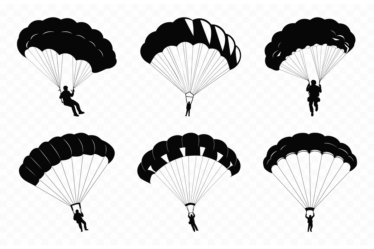 Ski Parachute Gliding Silhouette Set, a Person Illustration by Gfx Expert Team (Photo 2 of 3)