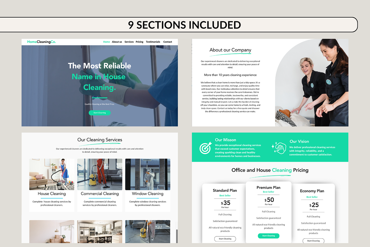 Cleaning Company Website Canva, a Landing Page Template by Preset Pixels (Photo 6 of 9)