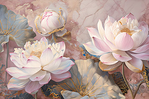 Pink white lotus flowers wallpaper
