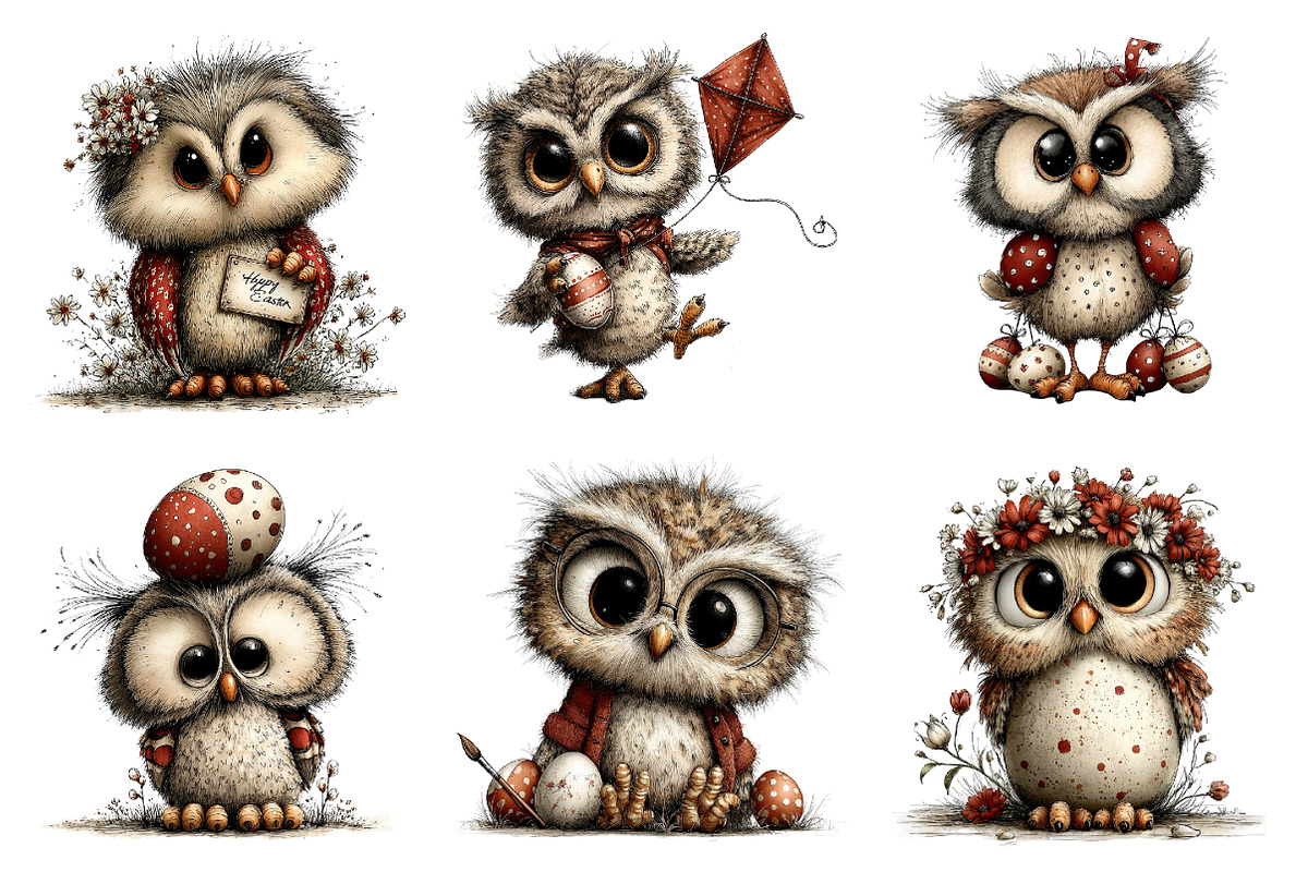 Whimsical Easter Owl Clipart, an Illustration by Dream Creation (Photo 6 of 6)