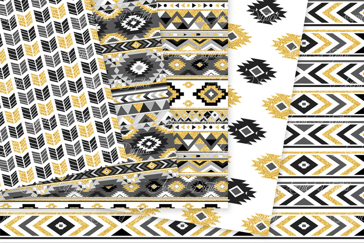 Black & Gold Boho Seamless Pattern, a Pattern Graphic by Avenie Digital (Photo 3 of 4)