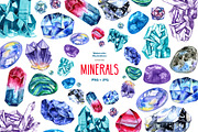 Watercolor minerals and gems, an Illustration by NataliMiasStore (Thumbnail 1 of 10)