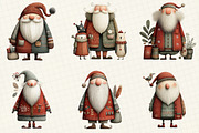 Quirky Primitive Santa Clipart, an Illustration by DreamCafeArt (Thumbnail 3 of 6)