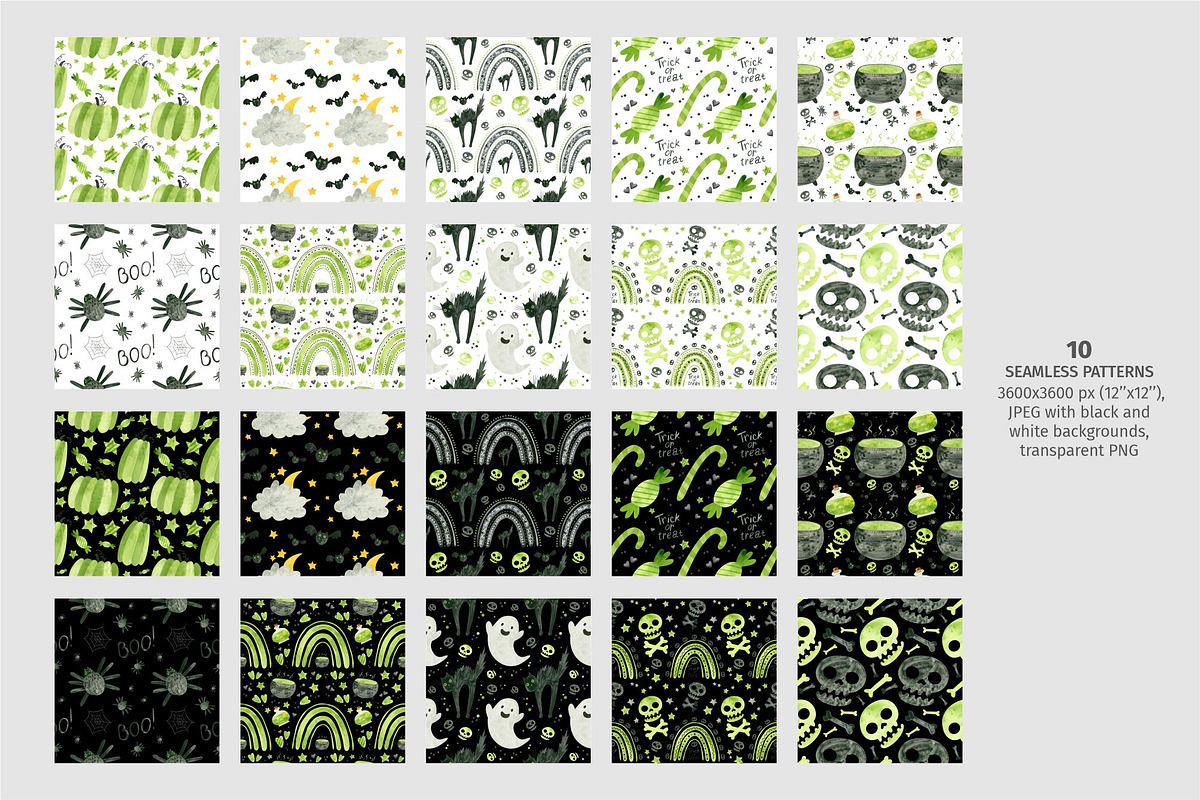 Green Halloween Clipart & Patterns, an Object Graphic by Valin Malin (Photo 7 of 14)