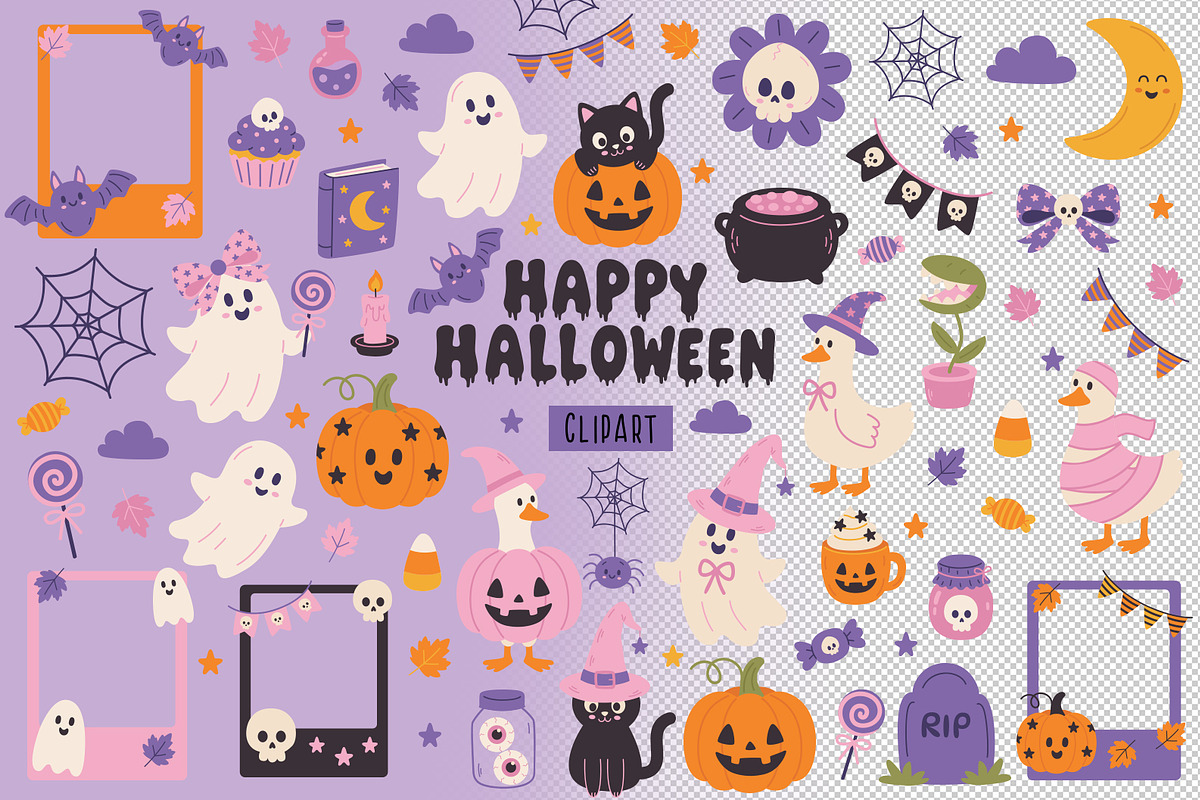 Cute Halloween Vector Clipart Pack, a Seasonal Illustration by NataKa (Photo 1 of 4)