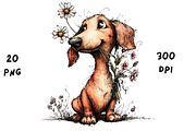 Whimsical Floral Dachshund, Cute Dog, an Animal Illustration by GiraffeCreative (Thumbnail 11 of 20)