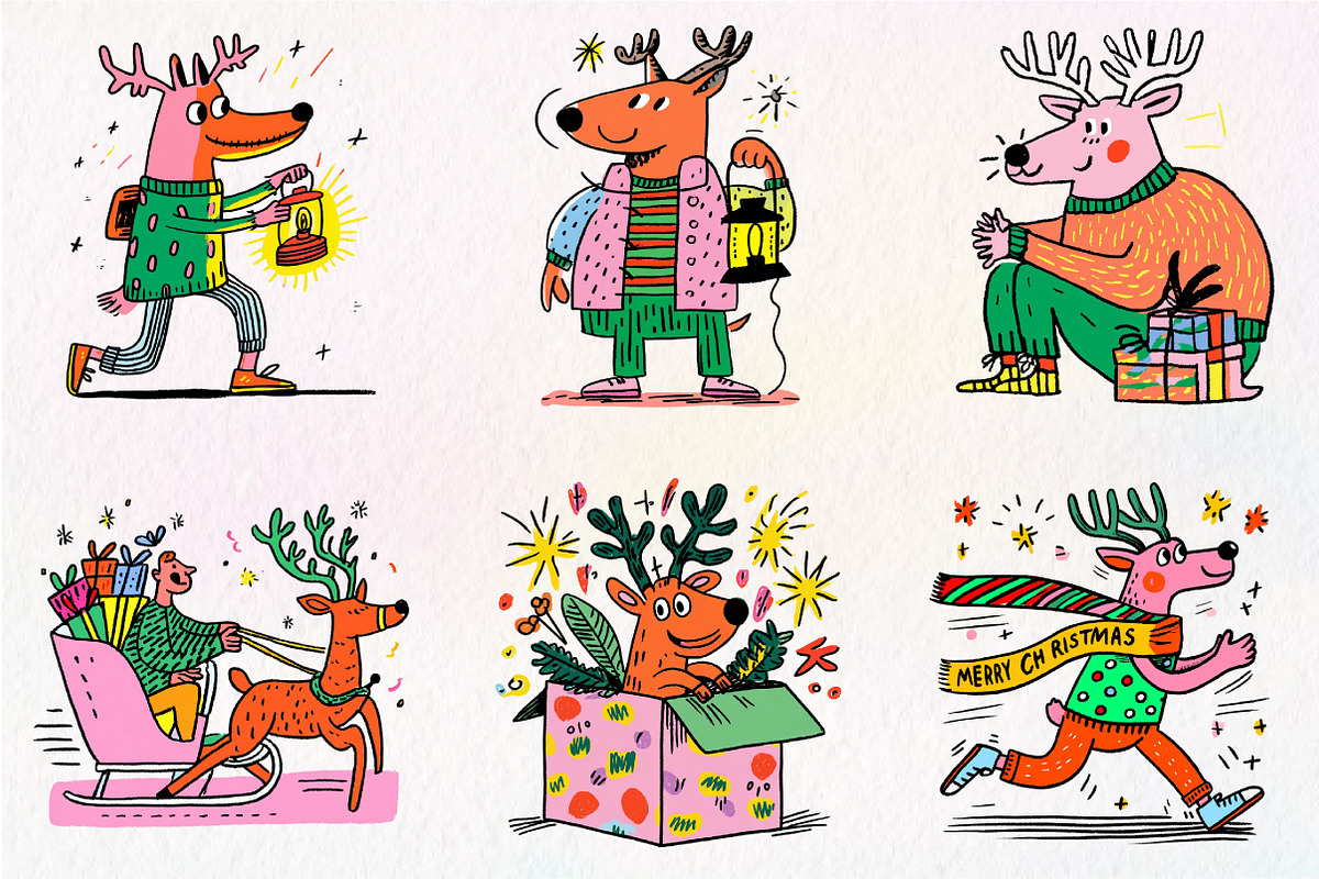 Christmas Reindeer Clipart Png, an Illustration by Dream Creation (Photo 3 of 7)
