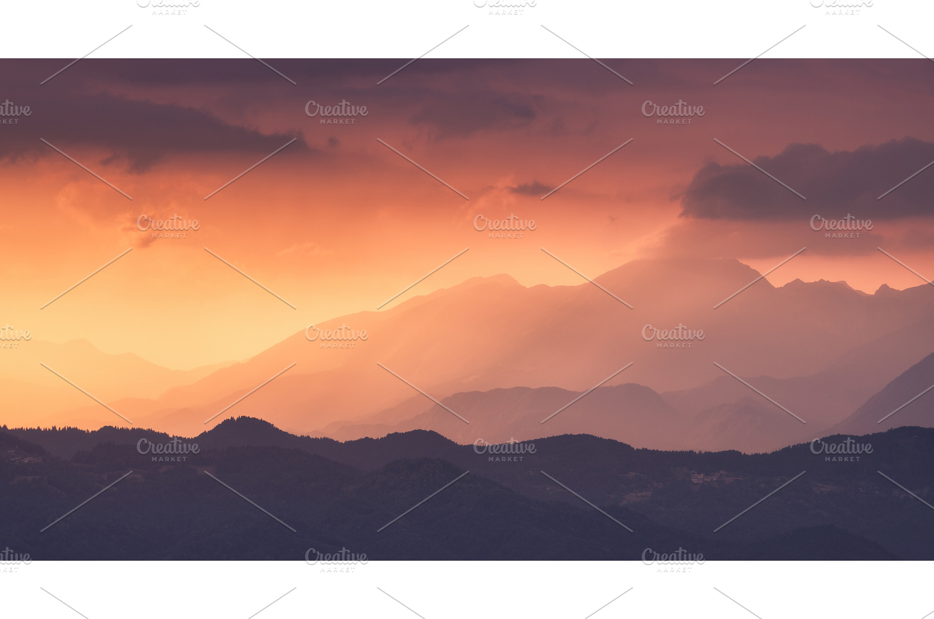 Amazing silhouettes of a mountains, a Nature Photo by den-belitsky
