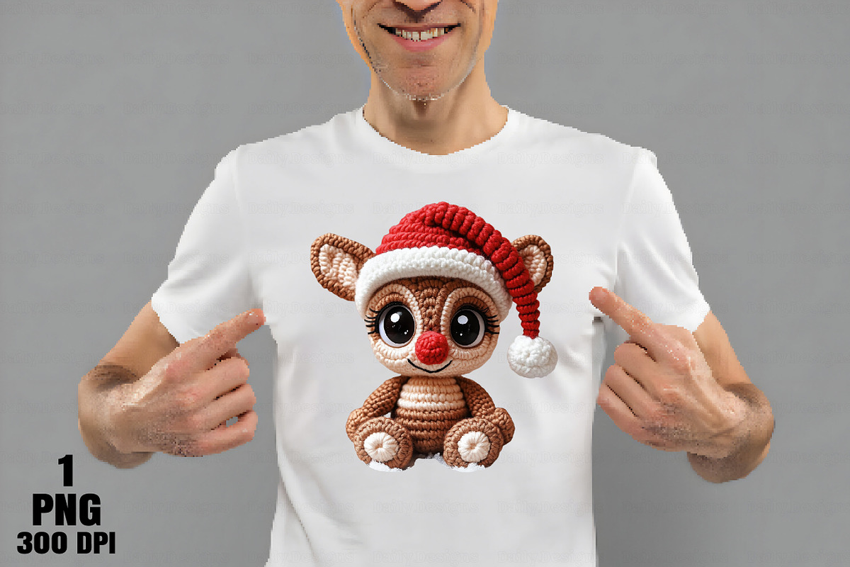 Yarn Crochet Christmas Reindeer PNG, an Illustration by Daily.Designs (Photo 2 of 10)