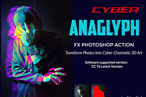 Cyber Anaglyph FX Photoshop Action, an Action Add-On by Studio Retouch