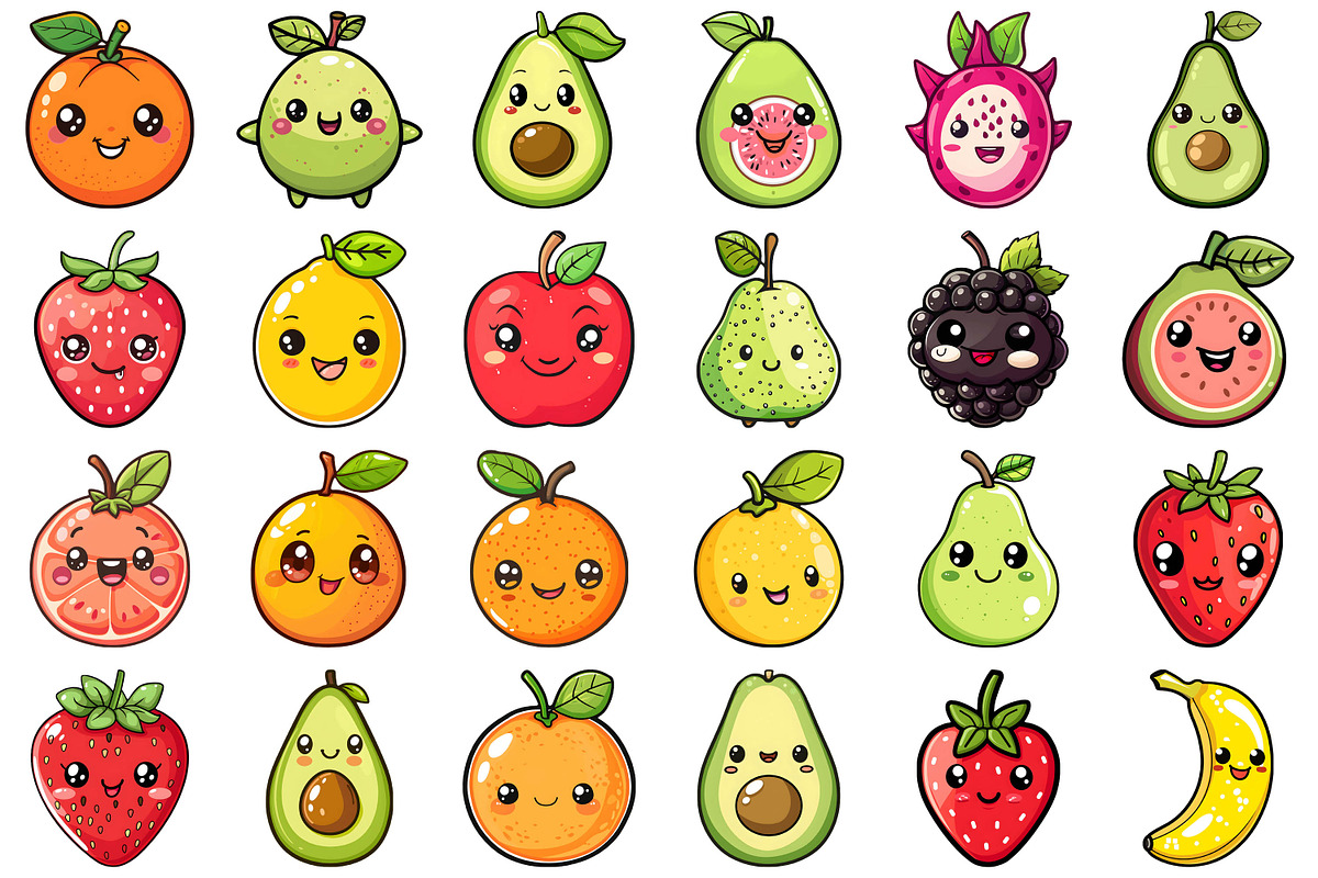 kawaii Fruits Clipart, an Illustration by Forhadx5 (Photo 5 of 10)