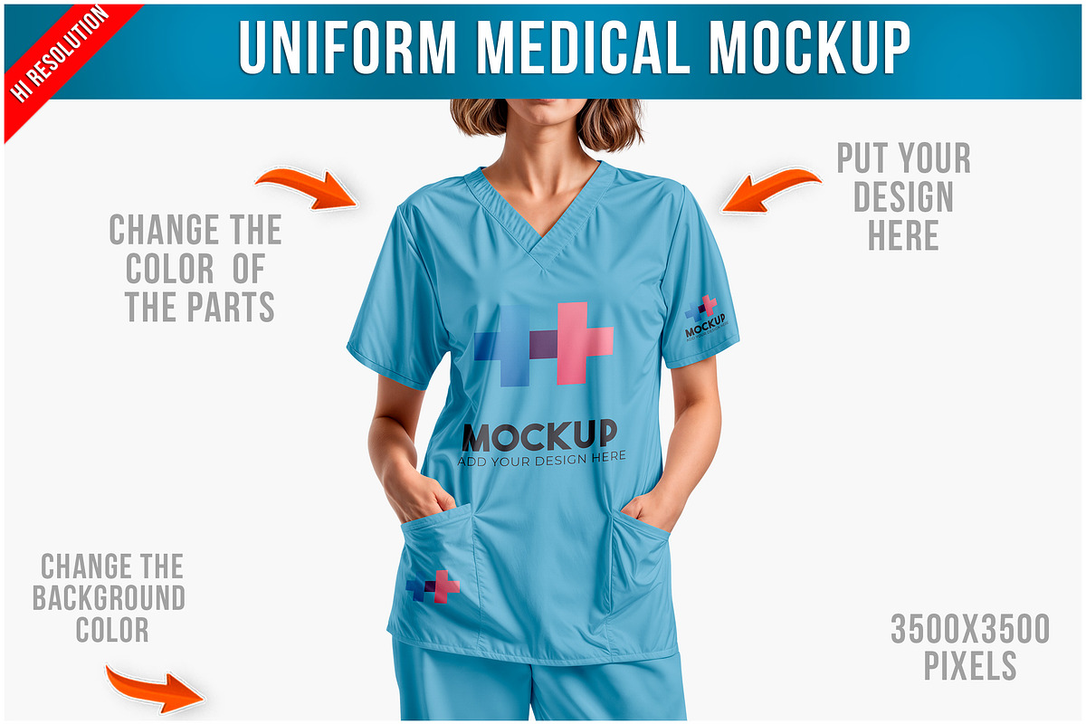 Woman a Medical Uniform Mockup PSD, a Shirt Mockup by Bruno's Shop (Photo 1 of 4)