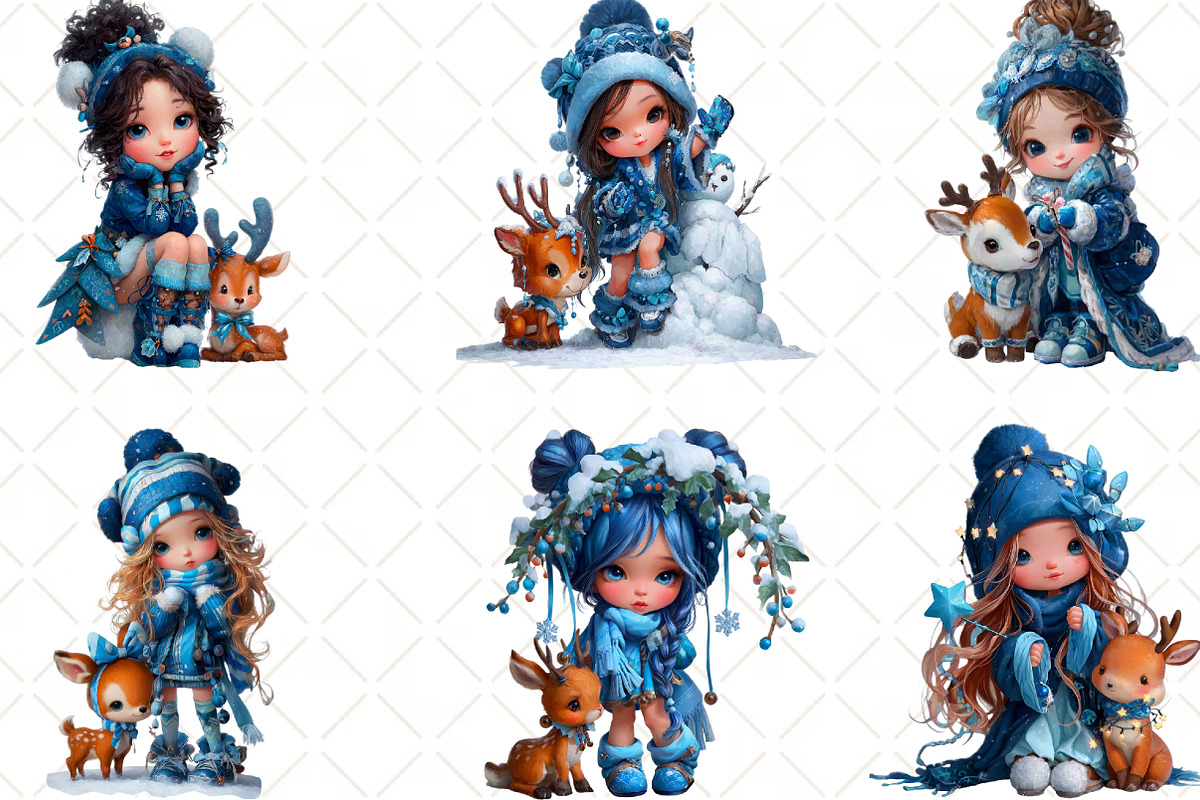 Winter Girl And Reindeer Clipart, an Illustration by Black Bird Studio (Photo 3 of 6)