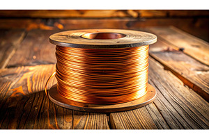 Large spool of copper wire sits on, an Industrial Photo by Igor Tichonow