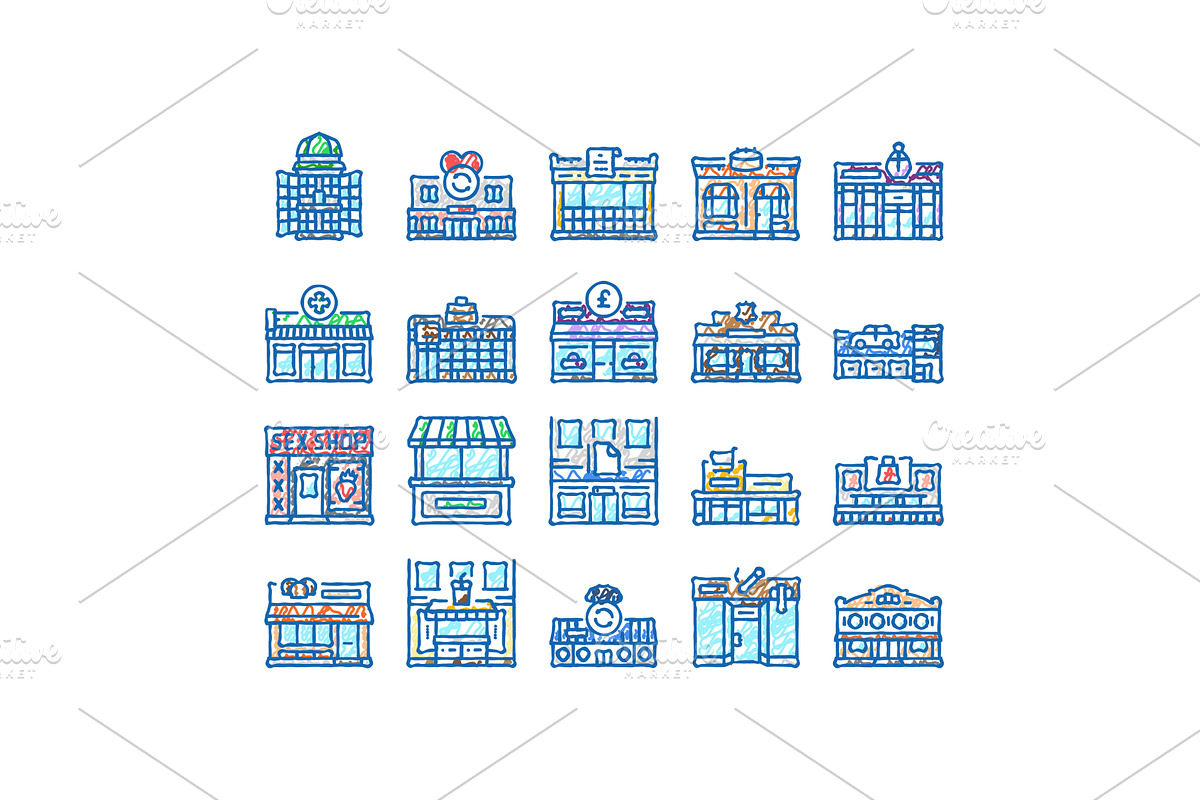 shop store market sale icons hand, an Object Illustration by pikepicture