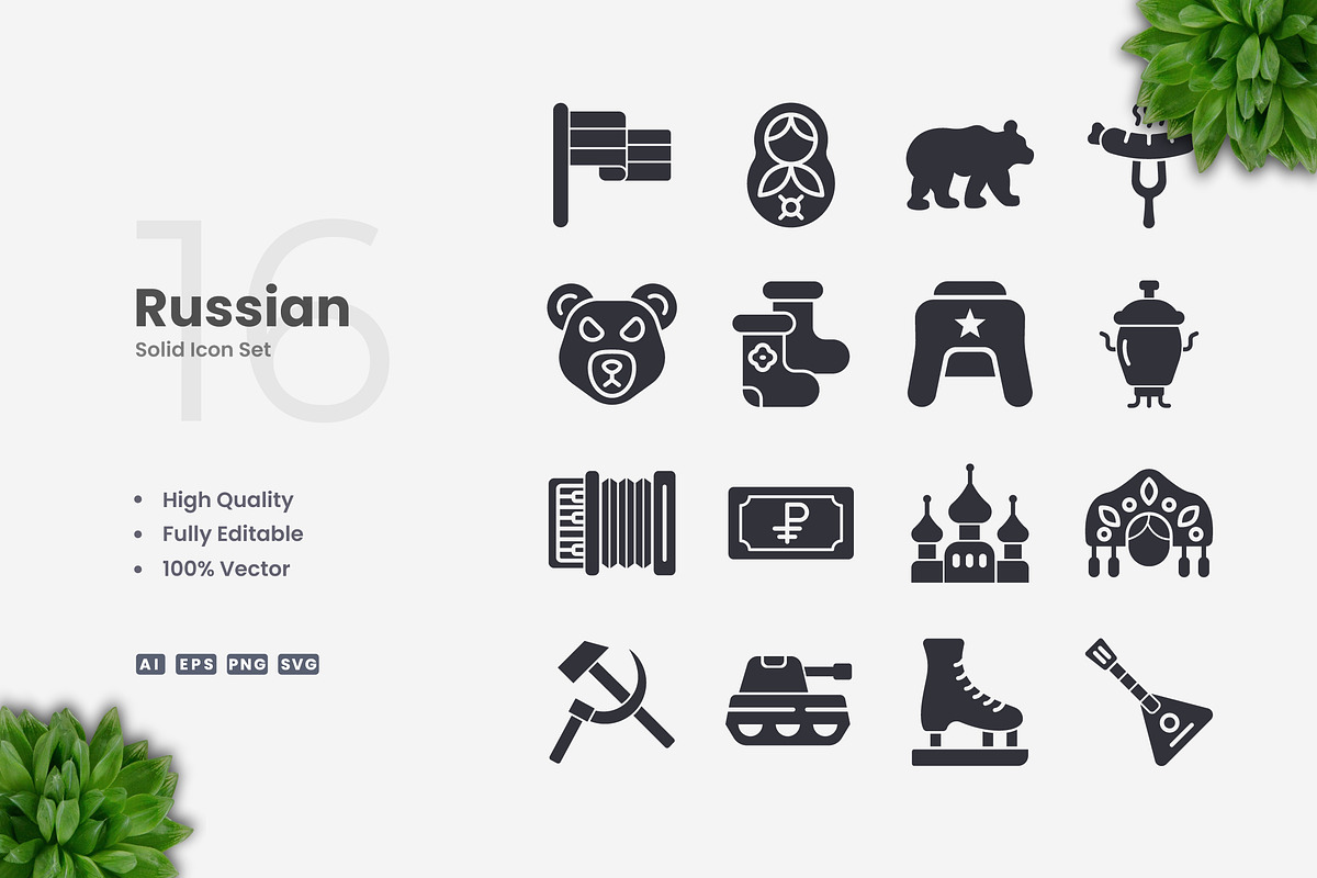 Russian Solid Icons, an Icon by Upnowgraphic