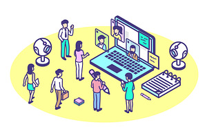Online meeting concept, a Person Illustration by LadadikArt