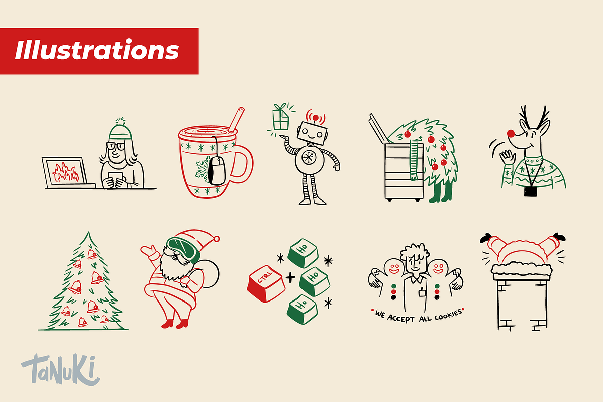 Christmas office party illustrations, an Illustration by Tanukis (Photo 2 of 9)