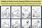 127 Kawaii Dinosaur Coloring Pages, a Brochure Template by LA Design (Thumbnail 4 of 10)