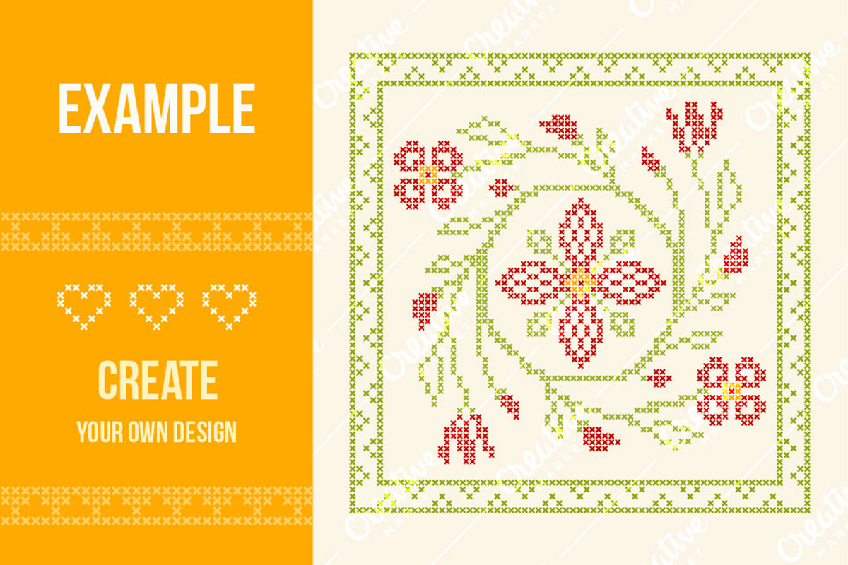 Cross-stitch borders set 2 - MIDDLE, an Object Graphic by Slanapotam (Photo 2 of 2)