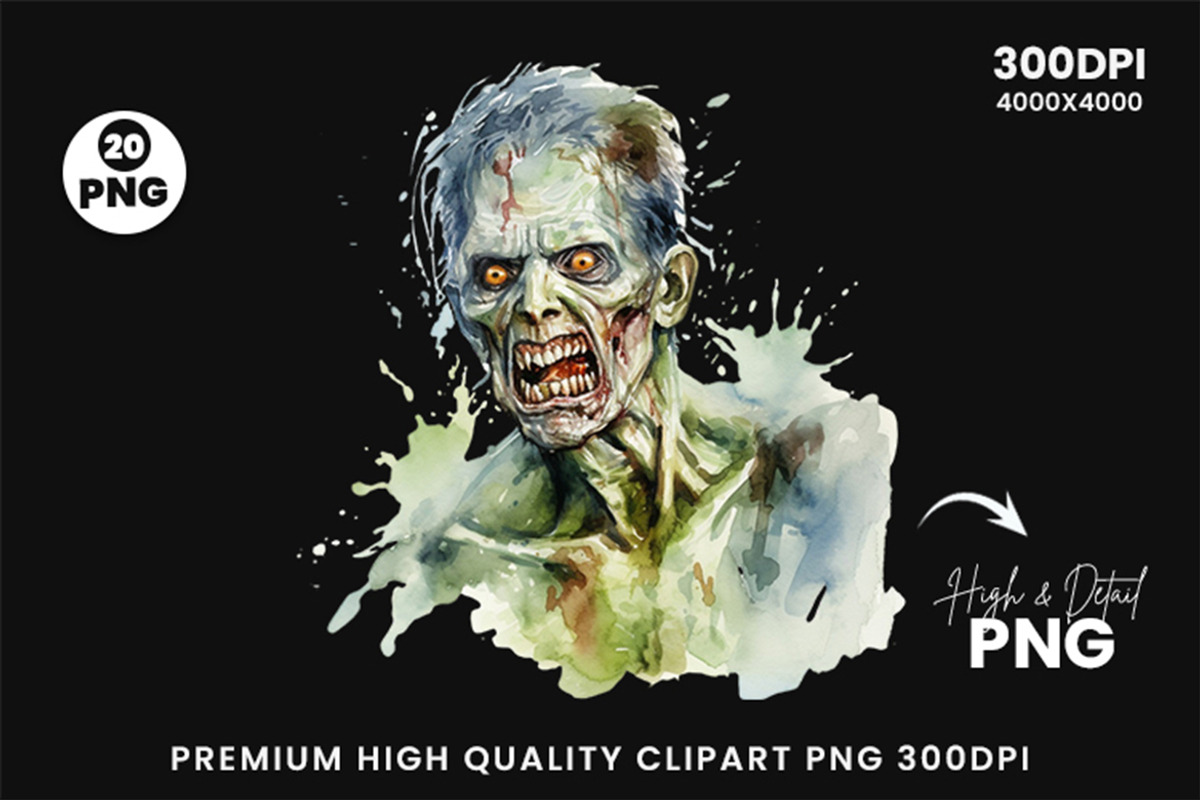 Halloween Spooky Zombie PNG Bundle, a Seasonal Illustration by Creative Arslan (Photo 6 of 7)